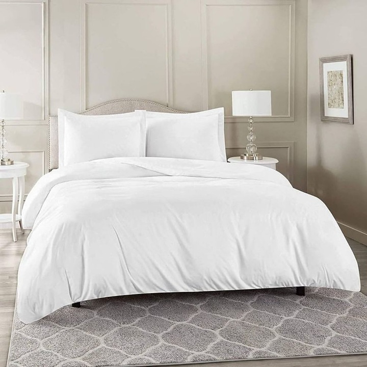 Спално бельо Mercaton Cotton Percale, 4 части, за легло King Size, 140 g/m2, Антипилинг, 240×260 cm, бяло