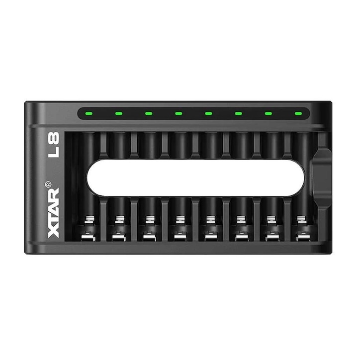 Incarcator Xtar L8 pentru acumulatori AA (R6) si AAA (R3), la 1.2V si 1.5V, Li-ion sau Ni-MH, 8 porturi de incarcare