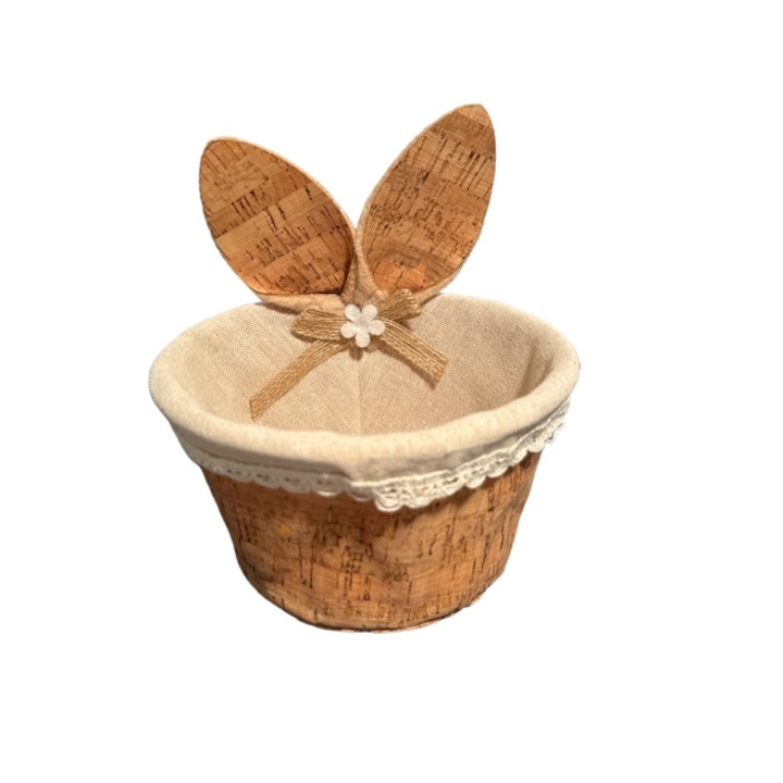 Cos Rotund de Paste cu Urechi de Iepure, 9.5x15 cm, maro