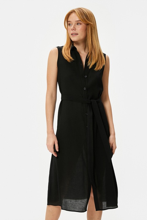 KOTON, Rochie-camasa midi, Negru, 2XL