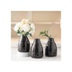 Комплект от 3 черни декоративни вази, Керамика, HoneyComb Design, 14 x 9,4 см, Черни