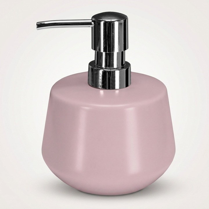 Dozator Sapun Lichid, Kleine Wolke®, 400 Ml, Ceramica Premium, Rezistent La Umiditate, Design Modern Ergonomic, Reincarcabil, Ideal Pentru Baie Sau Bucatarie, Functionare Manuala Cu Pompita Durabila, Montaj Pe Blat, Roz Cenusa De Trandafir