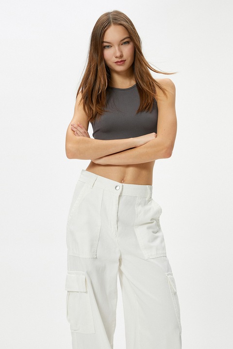 KOTON, Top crop cu aspect striat, Gri antracit