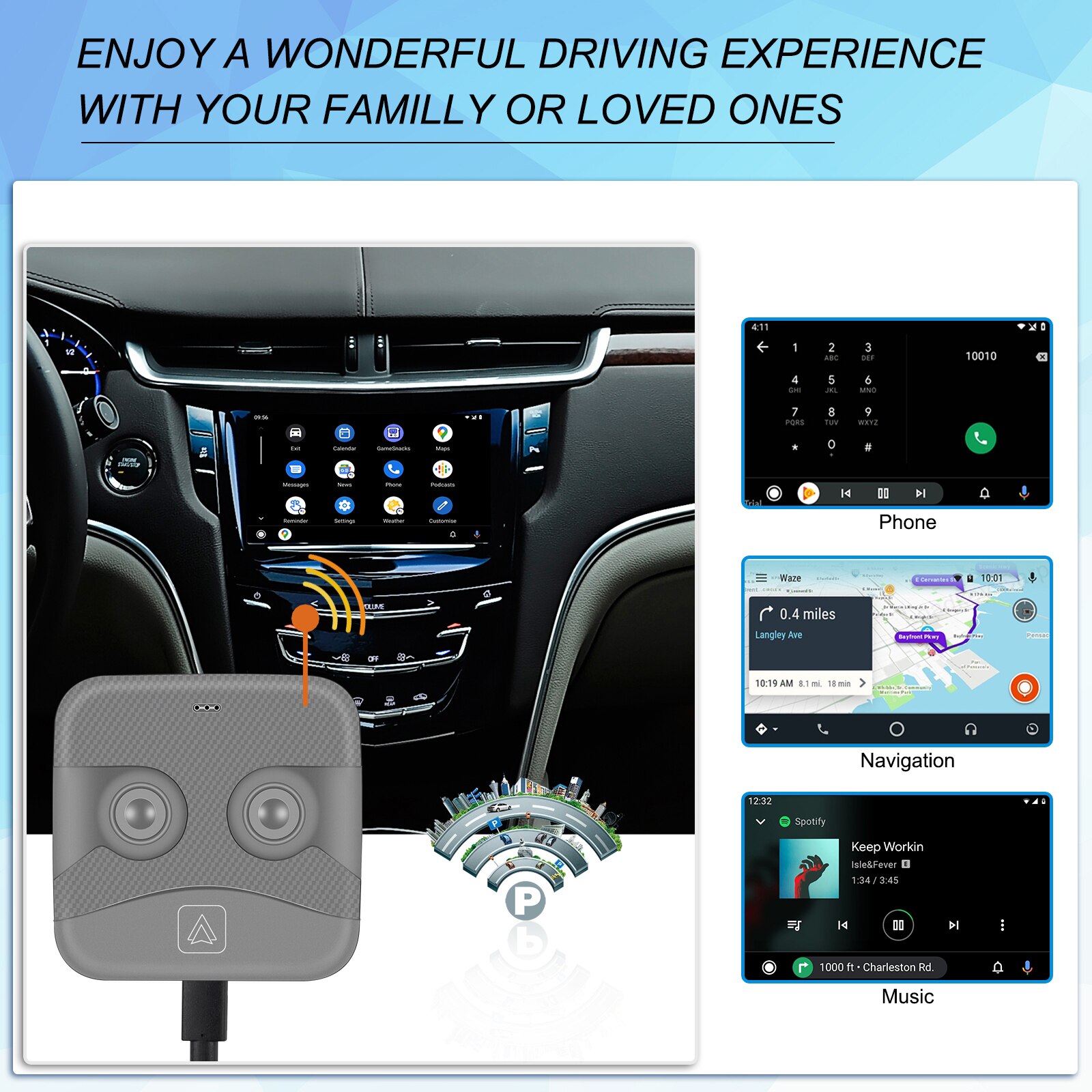 Adaptor Android Auto WIFI Smart AI Box portabil universal pentru orice ...