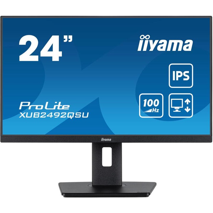 Iiyama ProLite XUB2492QSU-B1 számítógép monitor 60,5 cm (23.8") 2560 x 1440 pixelek Wide Quad HD LED Fekete (XUB2492QSU-B1)