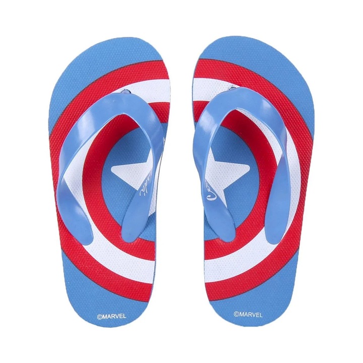 Papuci Avengers Captain America, Albastru, Rosu/Albastru deschis