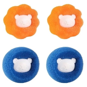 Set 4 bile pentru masina de spalat, pentru indepartat parul, Albastru/Portocaliu, Promerco®️
