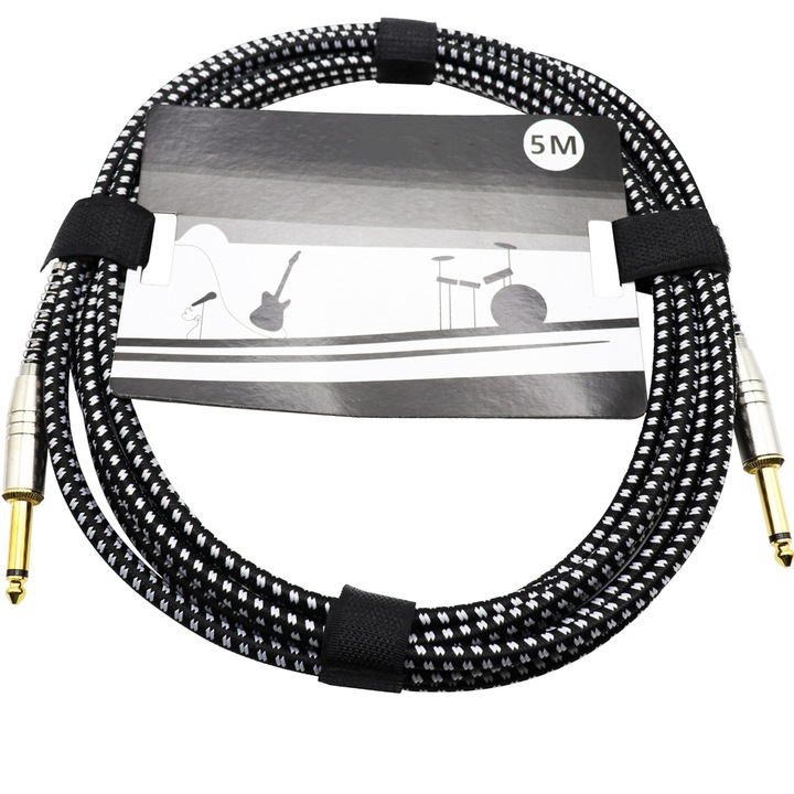 Snur pentru chitara, Nailon, 5 m, Negru