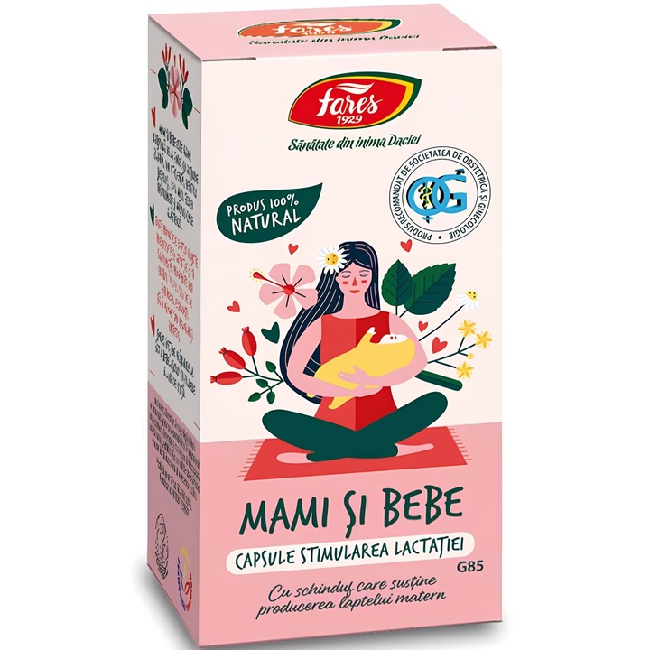 Laktációt serkentő görögszéna, ánizs, kömény, kömény és illóolajok, "Mami & Bebe", 60 cps, Fares Laboratories