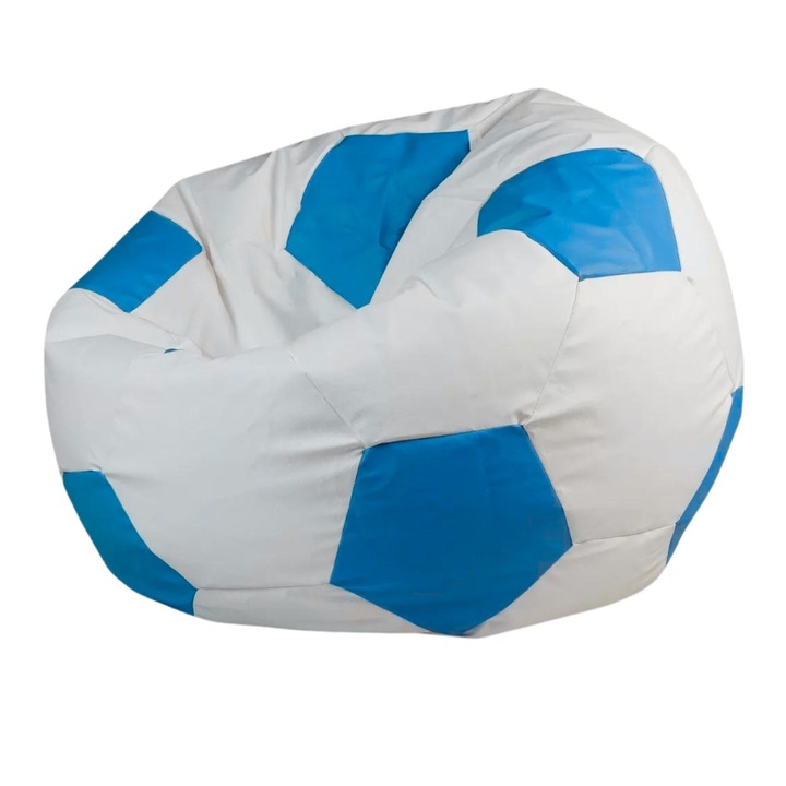 babzsák fotel, ökológiai bőr, focilabda, XL méret, 60x105 cm, levehető huzat, Euro 2024, kék