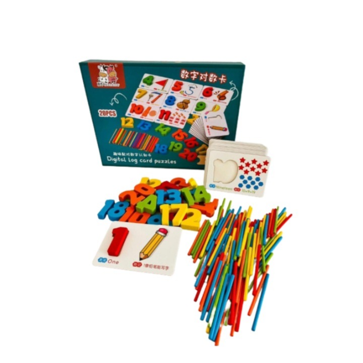 Образователна игра за смятане и броене, с пръчици и карти, многоцветна, +3 години