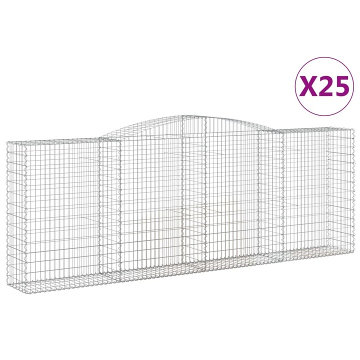 Set cosuri gabion arcuite 25 buc vidaXL, 400x50x140/160cm, fier galvanizat 59 kg 3147033