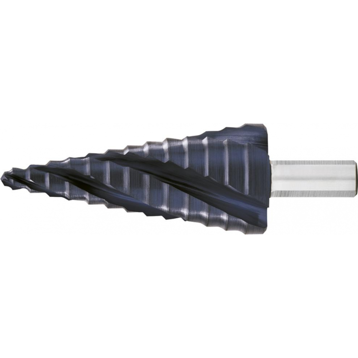 Burghiu treptat HSS TiAlN cu canelura spiralata cvadrupla.6-30mm EXACT
