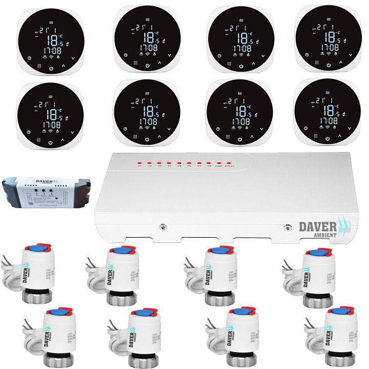 SMART PLUS automatizálási csomag padlófűtéshez 8 zónával, Daver