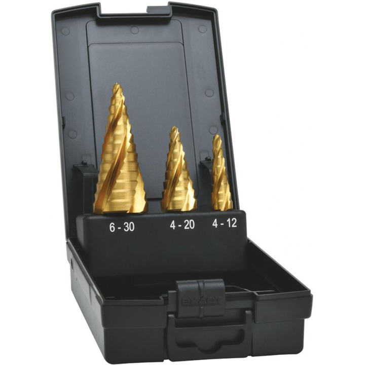 Set burghie treptate HSS TiN 4-12, 4-20, 6-30 mm EXACT