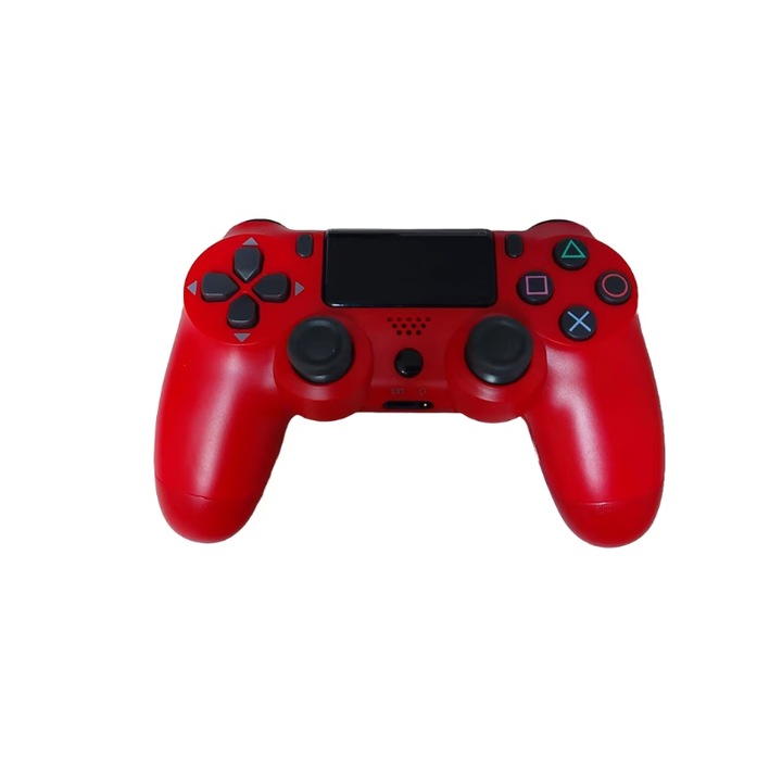 Безжичен контролер Doubleshock, HYT, съвместим с PS4, PSTV и PS Now, с вибрации, червен
