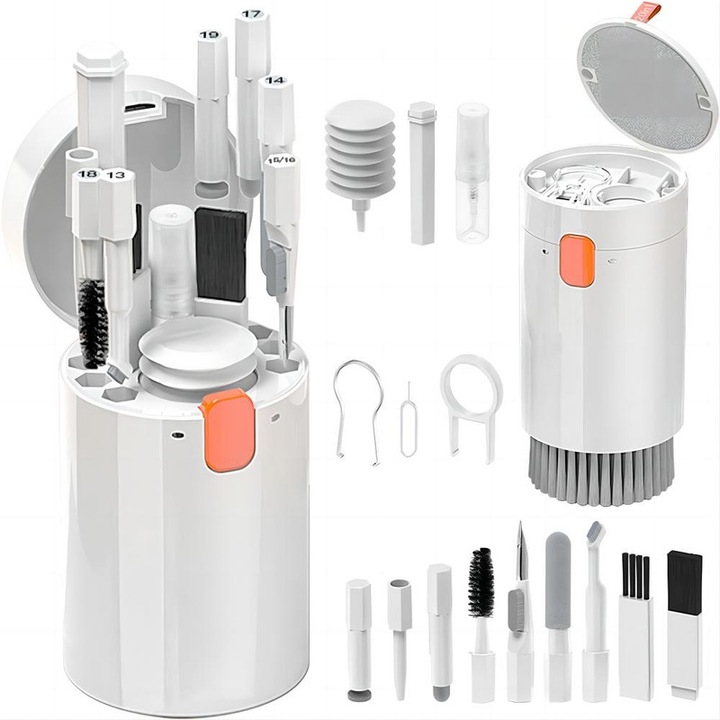 Kit electronic multifunctional de curatare20-in-1 pentru laptopuri, tastaturi, telefoane, casti, camere, alb