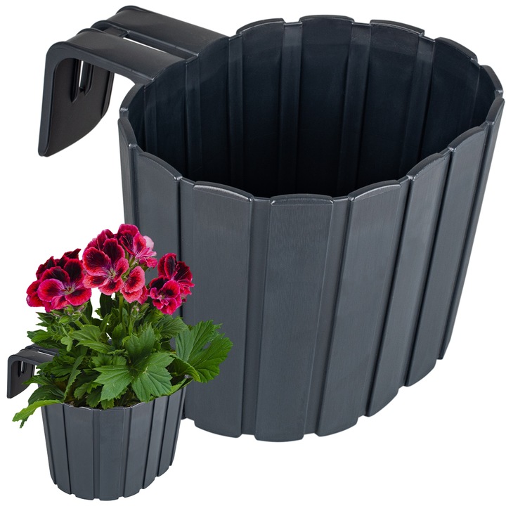 Ghiveci dreptunghi Boardee DDEZ200-S433 19.5x13cm, Antracit