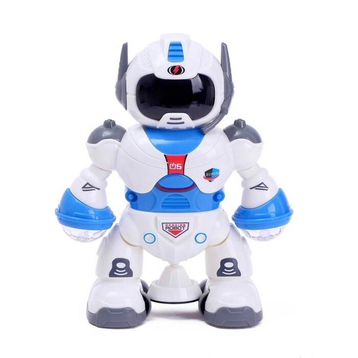 MRG M66785 interaktív robotjáték, zenével és fényekkel, lineáris mozgással, 360 fokos elforgatással, 3 év feletti gyermekek számára, fehér