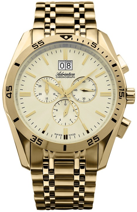 Часовник Adriatica A8202.1111CH, кварц, водоустойчив 10 ATM, златист, гривна 24 mm