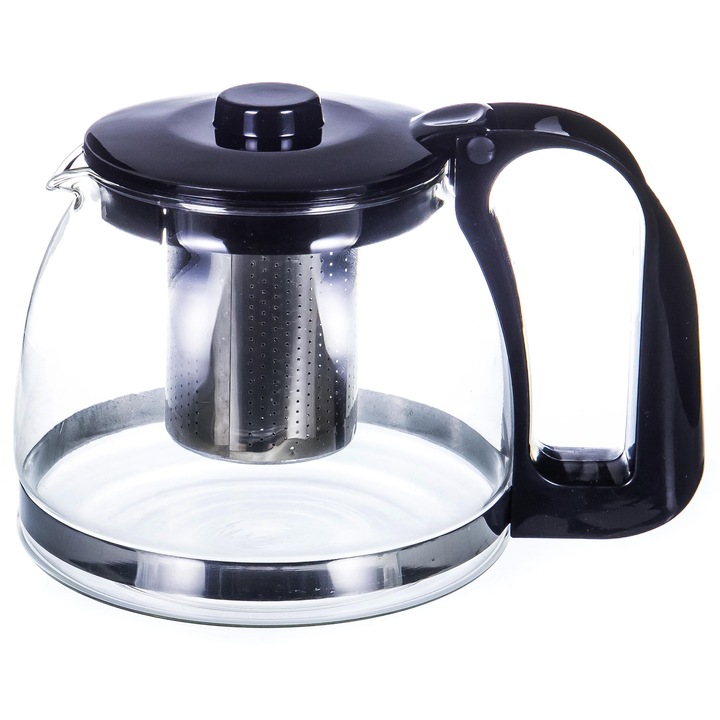 Ceainic cu Infuzor din Sticla si Plastic Negru, 700mI ABYZ®™