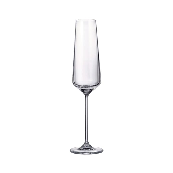 Комплект 6 чаши за шампанско, Bohemian crystal, 190 мл, Sora Flute