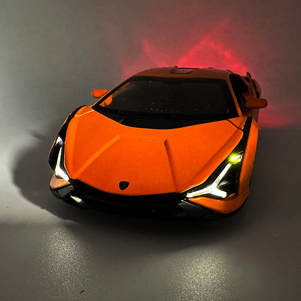 Macheta de metal, Lamborghini Sián, scara 1:32, Galben, lumini