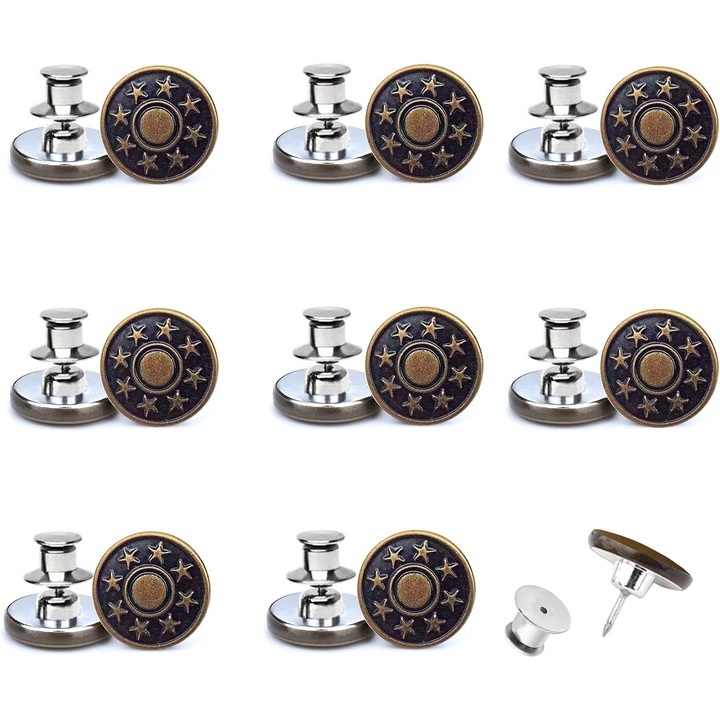 Set 8 accesorii pantaloni, zenzmy, Aliaj de Zinc, Argintiu