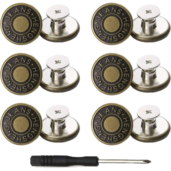 Set 12 accesorii pantaloni, zenzmy, Aliaj Zinc, Auriu