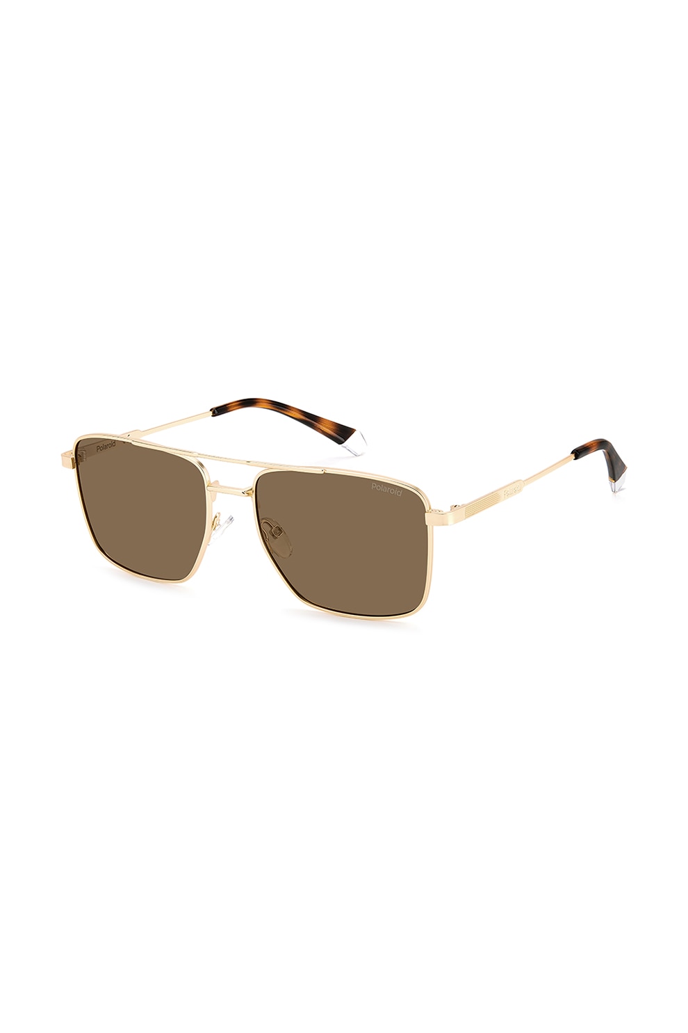 Polaroid, Ochelari de soare aviator patrati polarizati, Auriu, 57-17-145