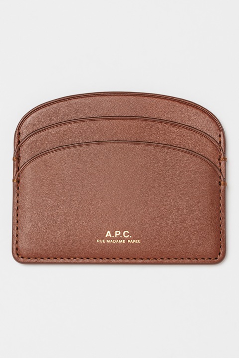 A.P.C., Portcart din piele cu detaliu logo, Maro cognac