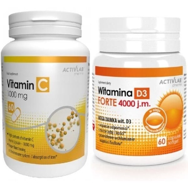 Set Vitamine ActivLab, Vitamina C 1000mg Si Vitamina D3 4000 IU, 60+60 ...