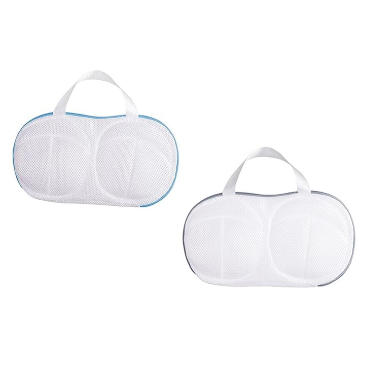 Комплект от 2 чанти за пране на сутиен, найлон, бял