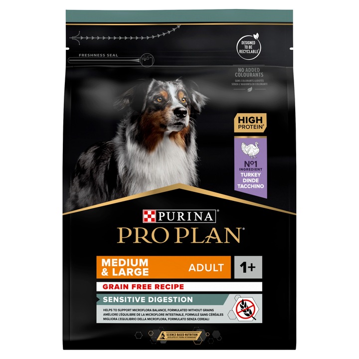 Hrana pentru caini Nestle Pro Plan Adult, curcan, sensibilitate digestiva, 2,5kg