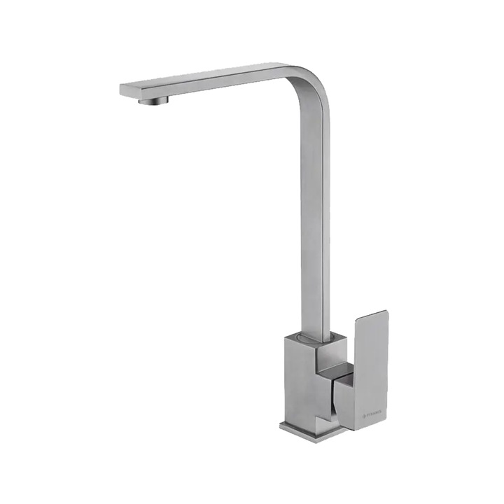 Baterie bucatarie Pyramis ECO CECILIA, monocomanda, pipa inalta dreapta, aerator cu limitare de debit, finisaj inox