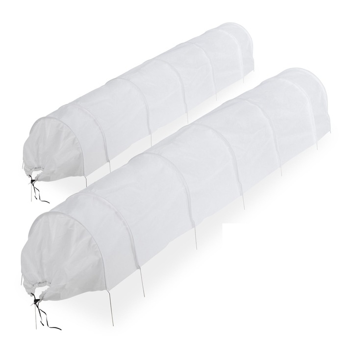 Set 2 mini sere pentru gradina, Relaxdays, cadru din otel, alb, 340cm