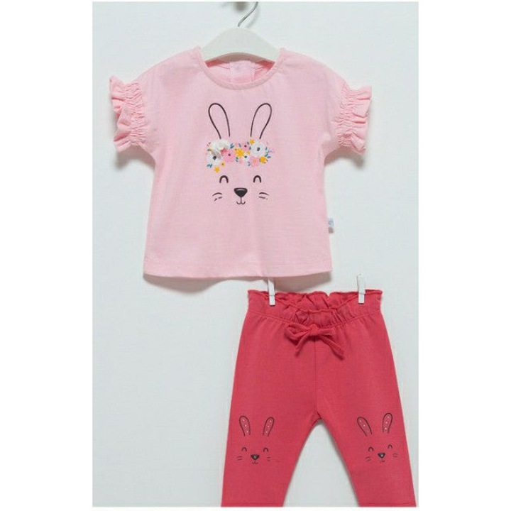 Compleu fetite, Caramell, Iepuras, 2 piese, TKK7062, Roz, 74 cm