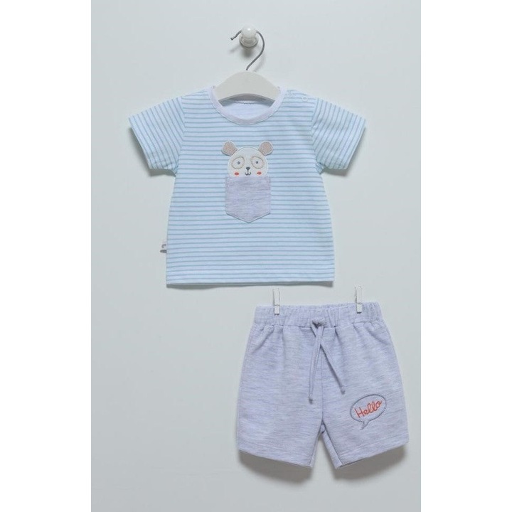 Compleu Ursulet, Caramell, 2 piese, Gri cu verde,TKE6993, Gri