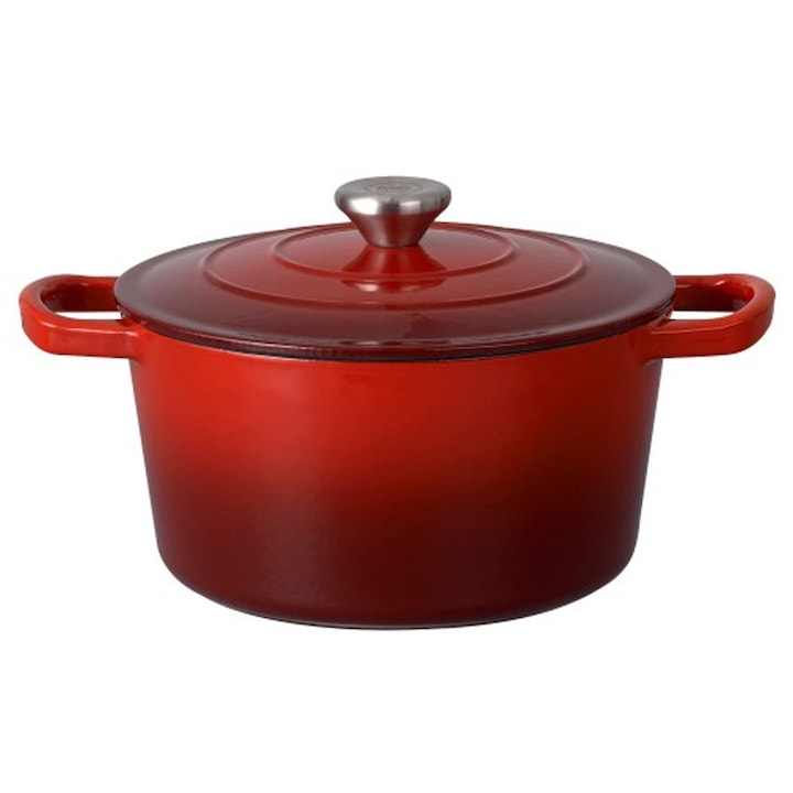 Oala din fonta emailata 4 L MG Home Infinito, rosie, 22cm