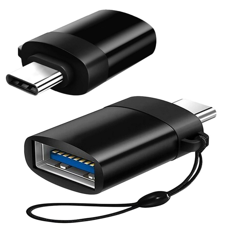 OTG adapter USB 3.0-tól USB Type-C-ig, 1,5 cm x 3 cm, fekete, Dactylion®