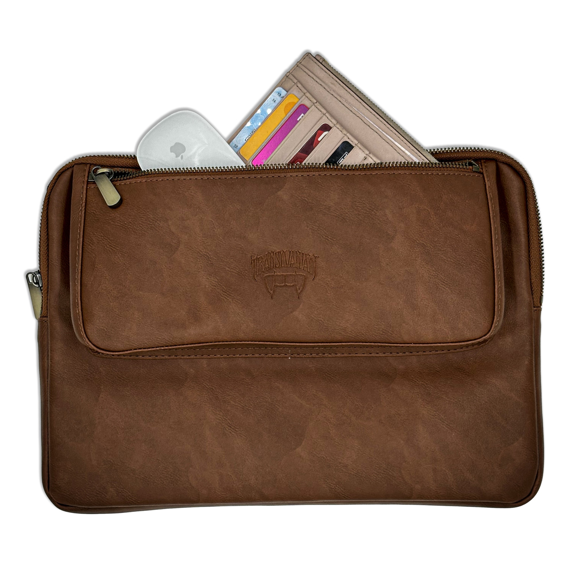 Geanta pentru Laptop 13,3 inch, Transilvanian Bags, Executive, Piele ecologica, Maro, 23x34 cm