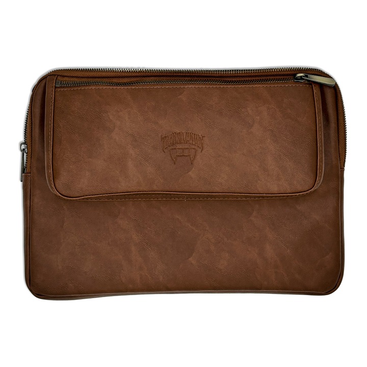 Geanta pentru Laptop 13,3 inch, Transilvanian Bags, Executive, Piele ecologica, Maro, 23x34 cm