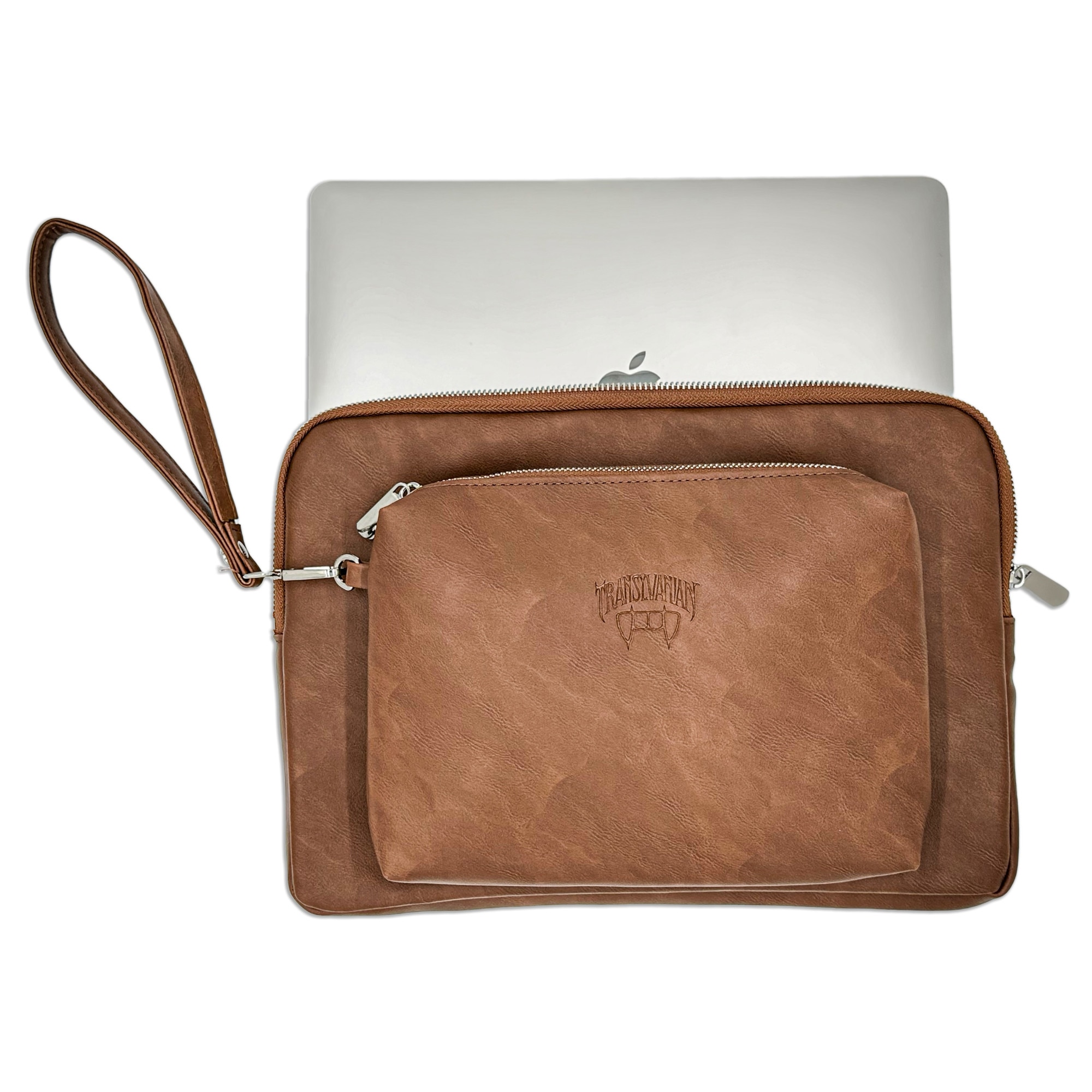 Geanta pentru Laptop 13,3 inch, Transilvanian Bags, Twinpack, Piele ecologica, Maro, 23x34 cm