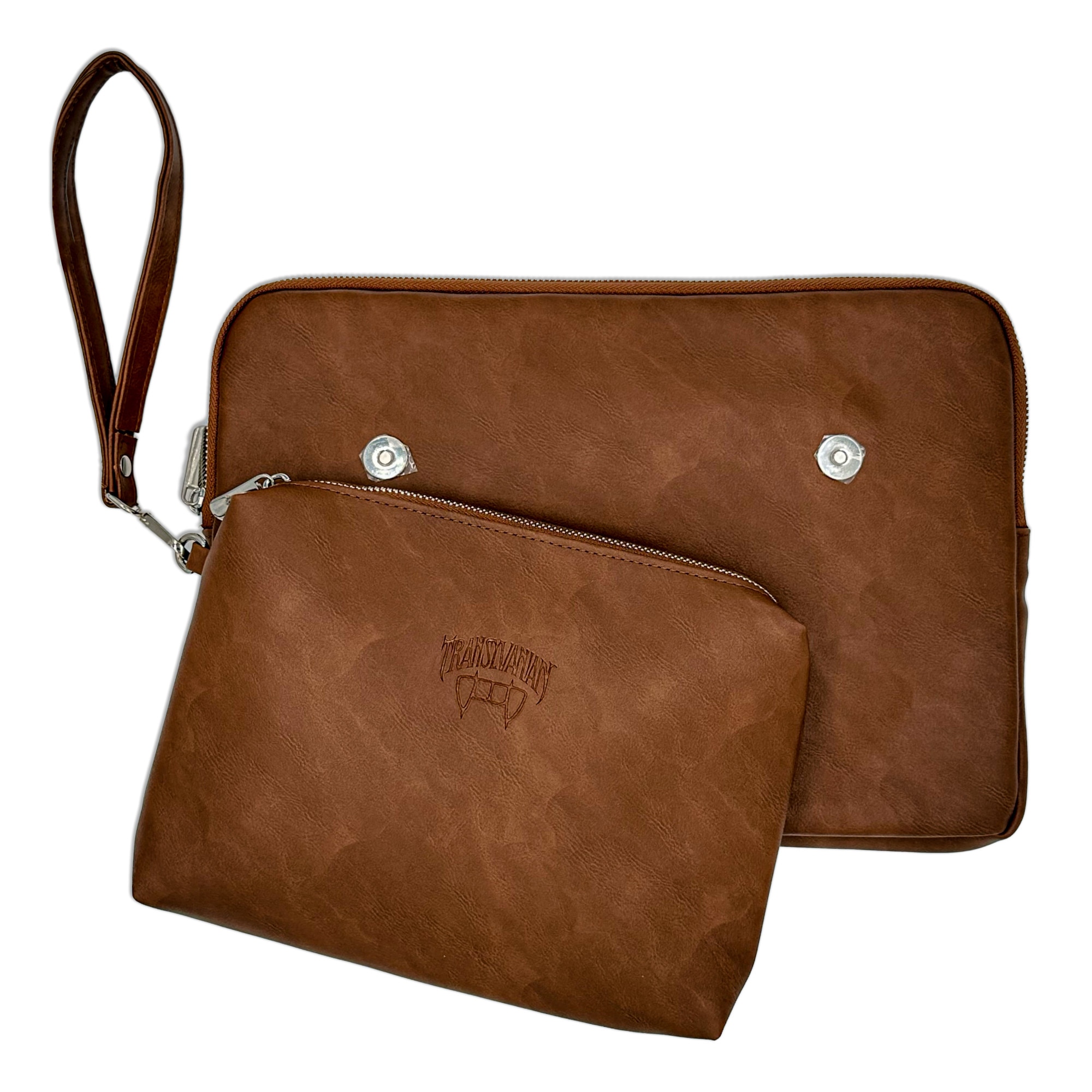 Geanta pentru Laptop 13,3 inch, Transilvanian Bags, Twinpack, Piele ecologica, Maro, 23x34 cm