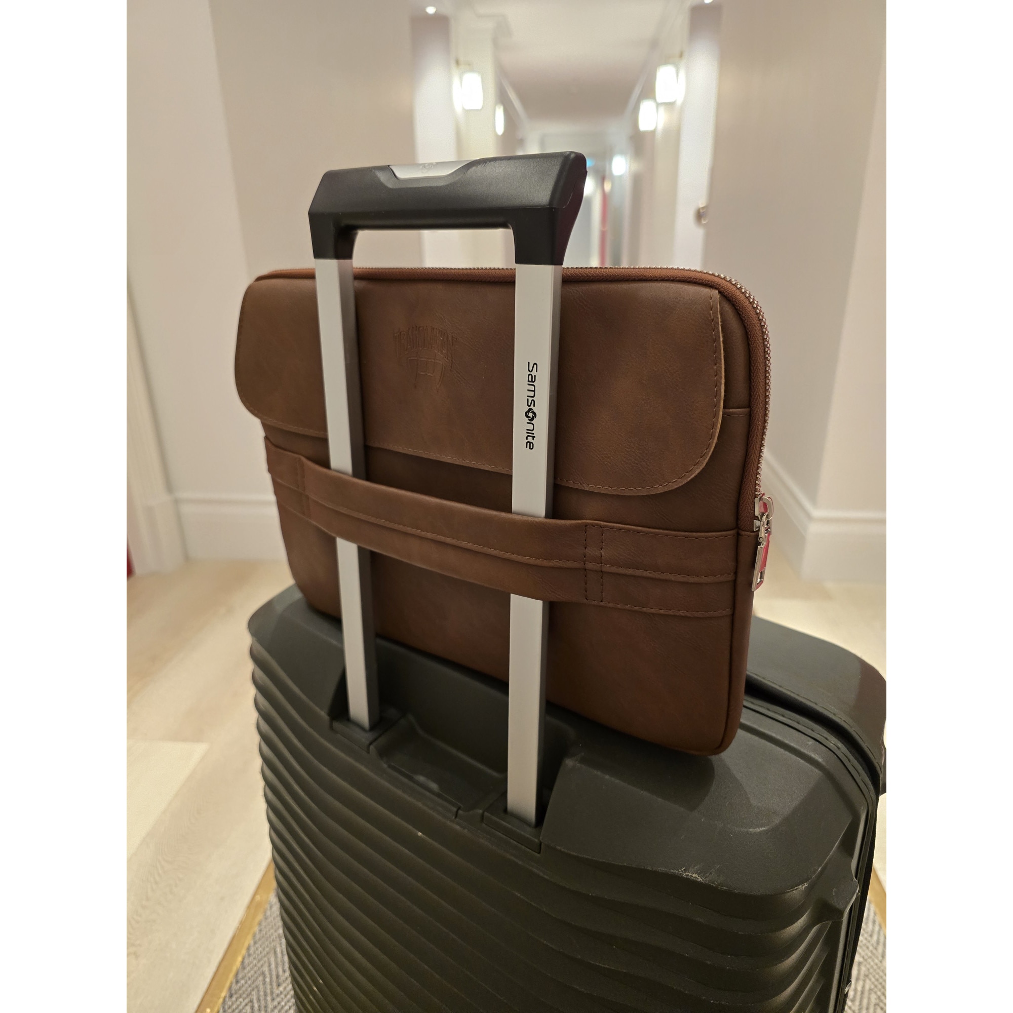 Geanta pentru Laptop 13,3 inch, Transilvanian Bags, Twinpack, Piele ecologica, Maro, 23x34 cm
