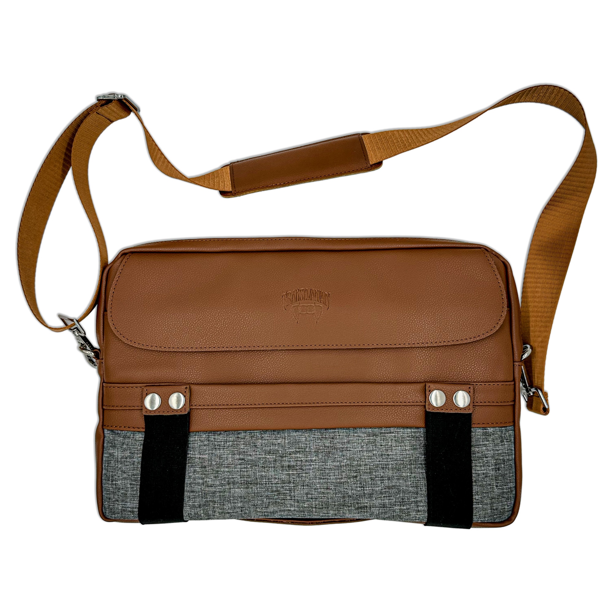 Geanta pentru Laptop 13 inch - 14 inch, Transilvanian Bags, Traveller, Piele ecologica, Maro, 24x37 cm