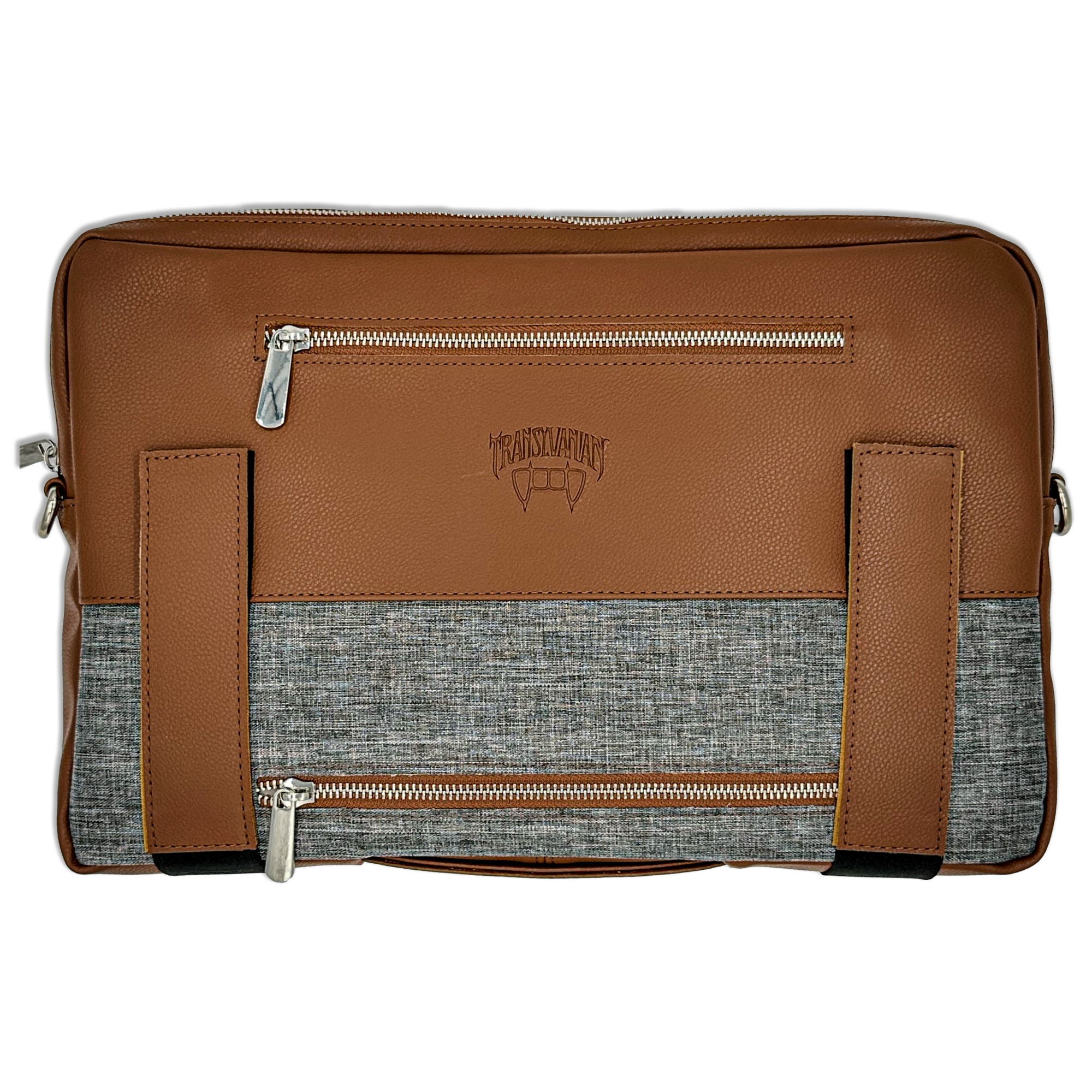 Geanta pentru Laptop 13 inch - 14 inch, Transilvanian Bags, Traveller, Piele ecologica, Maro, 24x37 cm