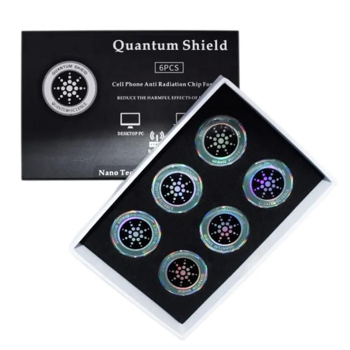 6 db Quantum Science matrica készlet a mobiltelefonok, táblagépek, laptopok által kibocsátott EMF-sugárzás elleni védelemhez