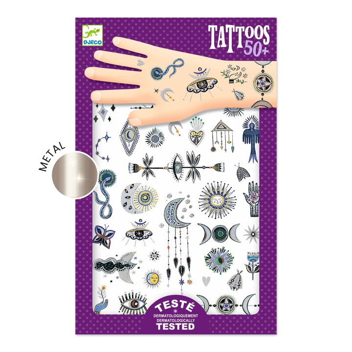 Tatuaje metalice pentru copii, Djeco, 3 ani+