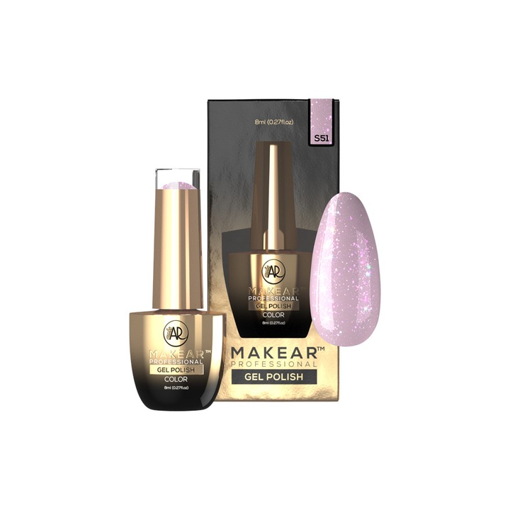 Lac de unghii semipermanent Colectia de Vara Makear, S51 Violet deschis, 8 ml